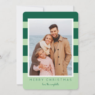 Tarjeta Festiva Colorblock Strips Christmas Photo card