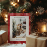 Tarjeta Festiva Colores de agua rojos impregnados de fotos rustica<br><div class="desc">Tarjeta navideña de saludos a Navidades de fotografía rusos con color rojo</div>
