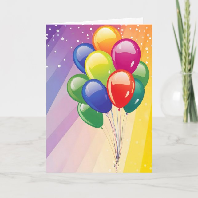 Tarjeta Festiva Colores de Globos Coloridos (Anverso)