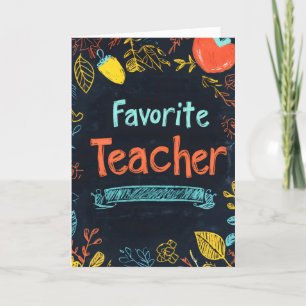 Tarjeta Festiva Colores de pizarra favoritos del profesor