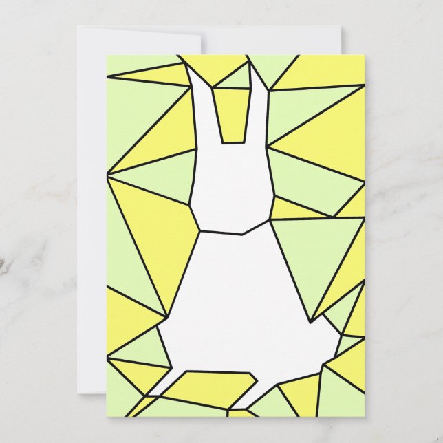 Tarjeta Festiva Colores Guay Pastel de conejo blanco geométrico (Anverso)