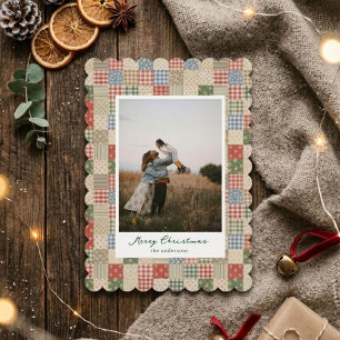 Tarjeta Festiva Colores pastel de patchwork vintage de vacaciones