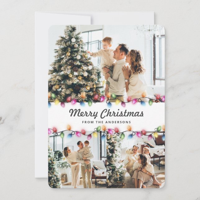 Tarjeta Festiva Colorful Bright Christmas Lights Photo (Anverso)