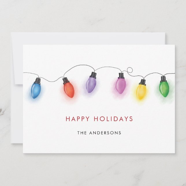 Tarjeta Festiva Colorful Christmas Bulbs Holiday Card (Anverso)