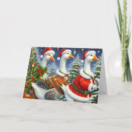Tarjeta Festiva Colorful Christmas Geese