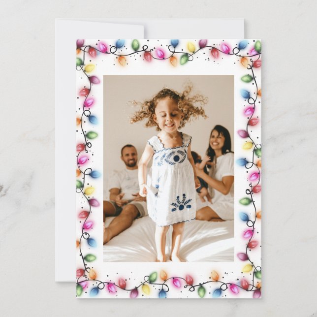 Tarjeta Festiva Colorful Christmas Lights Photo (Anverso)