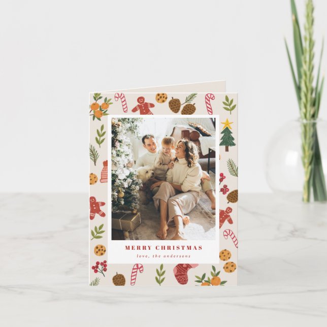 Tarjeta Festiva Colorful Christmas & Seasonal Items Photocard (Anverso)