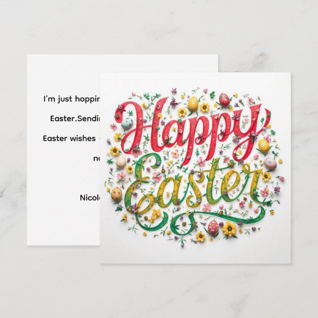Tarjeta Festiva Colorful  Easter Card , Personalized Easter Card  (Anverso / Reverso)