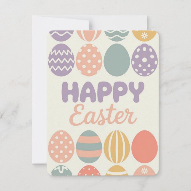 Tarjeta Festiva Colorful Easter Eggs Spring Pastel Holiday Card (Anverso)