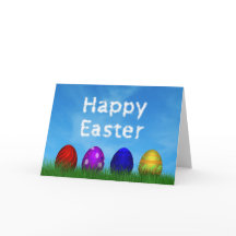Colorful Happy Easter Eggs Holiday Greeting Card