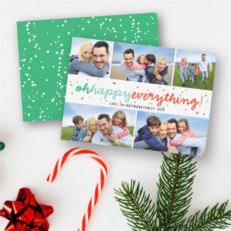 Tarjeta Festiva Colorful Happy Everything Confetti 5 Photo Collage