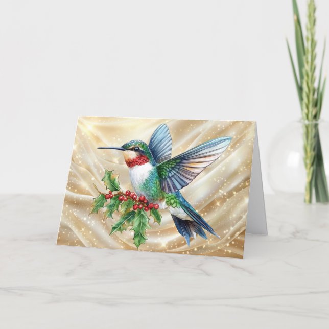 Tarjeta Festiva Colorful Hummingbird Christmas (Anverso)