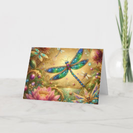 Tarjeta Festiva Colorful Jeweled Dragonfly Birthday Card