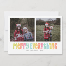 Tarjeta Festiva Colorful Merry Everything Two Photo Christmas