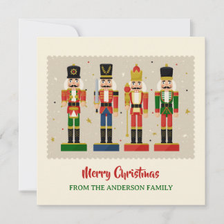 Tarjeta Festiva Colorful Nutcracker Soldiers Merry Christmas