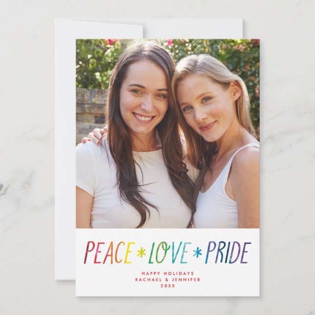 Tarjeta Festiva Colorful Rainbow Peace Love Pride LGTBQ+ Photo (Anverso)