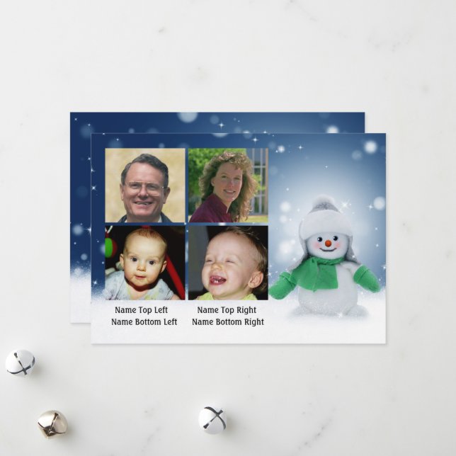 Tarjeta Festiva Colorful Snowman in snow Personalize with Photos (Anverso/Reverso In Situ)