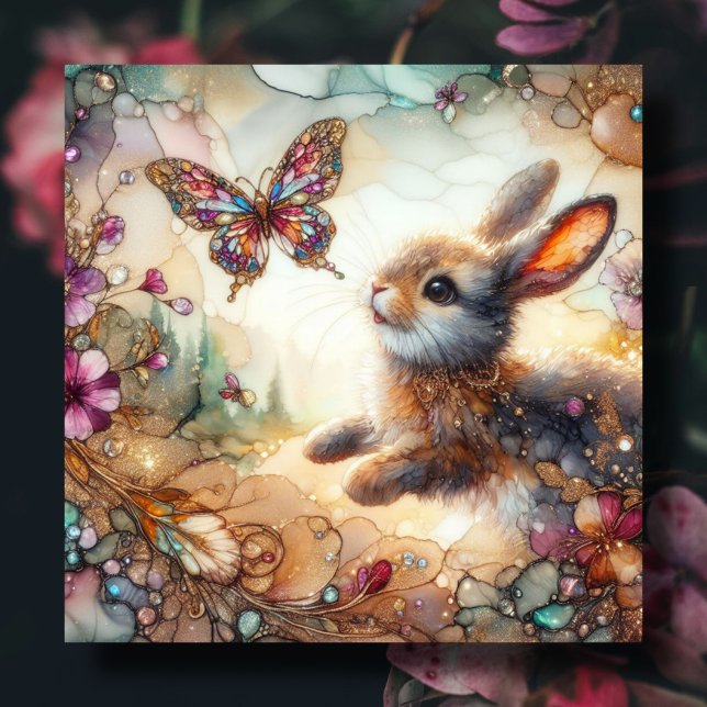Tarjeta Festiva Colorida acuarela de vidrio templado Bunny Easter (Subido por el creador)