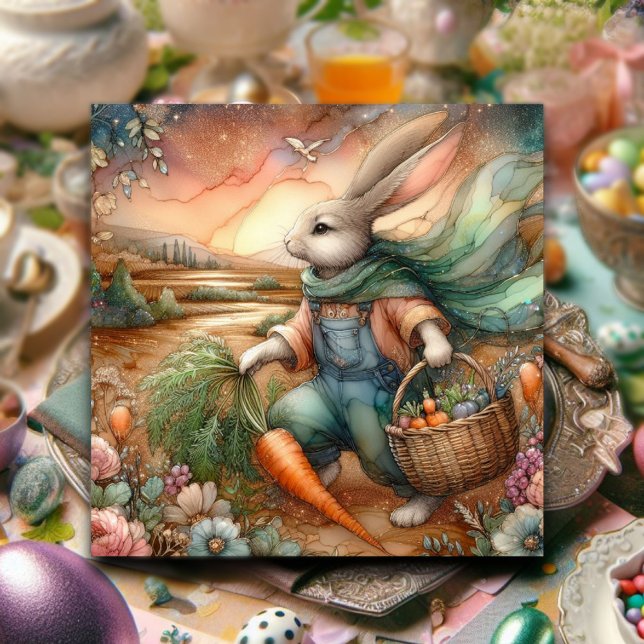 Tarjeta Festiva Colorida acuarela Rabbit Carrot Harvest (Subido por el creador)