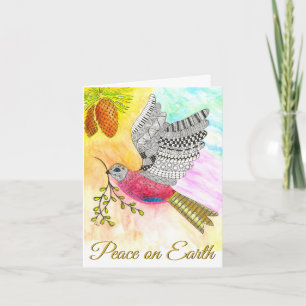 Tarjeta Festiva Colorida carta de Navidades de la paz en la Tierra
