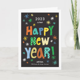 Tarjeta Festiva Colorida diversión brillante Feliz Año Nuevo