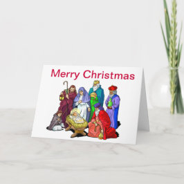 Tarjeta Festiva Colorida escena de la Natividad de los Navidades