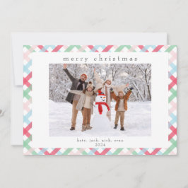 Tarjeta Festiva Colorida foto de Navidades de Gingham Check