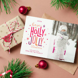 Tarjeta Festiva Colorida foto de Navidades de Holly Jolly