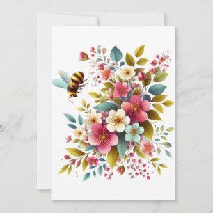 Tarjeta Festiva Colorida, Primavera/Abeja floral
