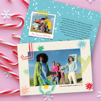 Tarjeta Festiva Coloridas líneas divertidas y alegres fotos de pom
