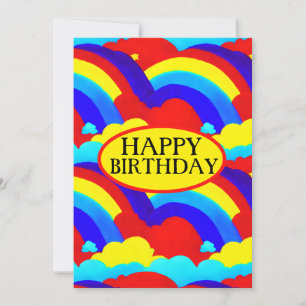 Tarjeta Festiva Coloridas nubes arcoiris para niños