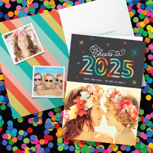 Tarjeta Festiva Coloridas ovaciones a foto de Año Nuevo de 2025 es