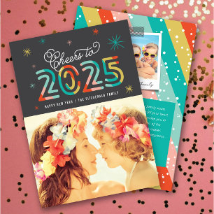 Tarjeta Festiva Coloridas ovaciones a la foto de Año Nuevo de 2024