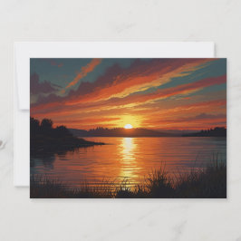 Tarjeta Festiva Coloridas Reflexiones de Sunset Lake