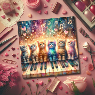 Tarjeta Festiva Colorido arcoiris acuarela gatos piano cristiano