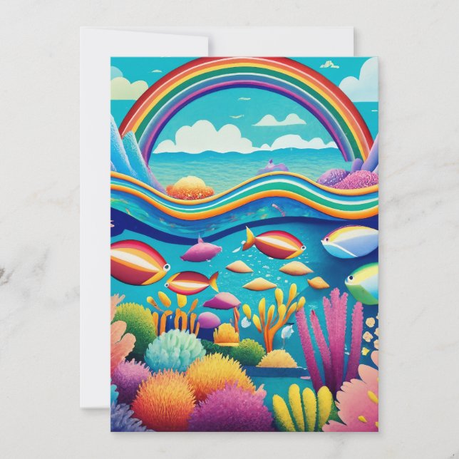 Tarjeta Festiva Colorido bajo el agua bajo el arcoiris (Anverso)