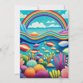Tarjeta Festiva Colorido Bajo el Arcoíris Subacuático