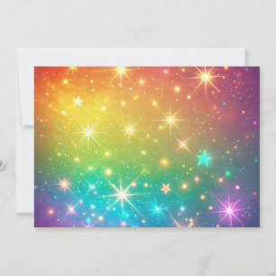 Tarjeta Festiva Colorido espacio de estrellas arcoiris