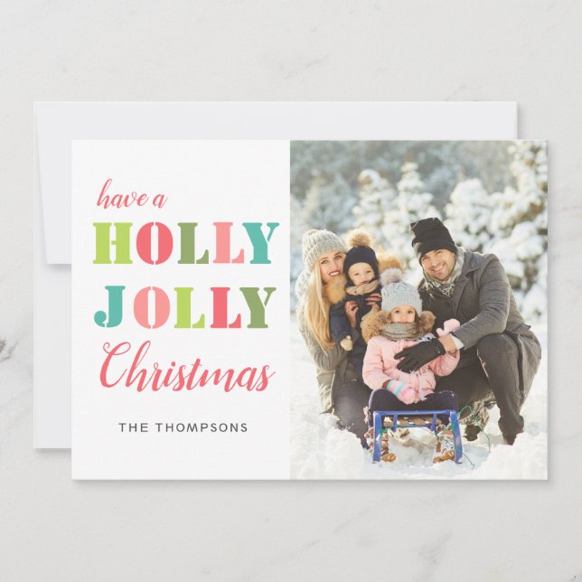 Tarjeta Festiva Colorido Holly Jolly| Navidades (Anverso)