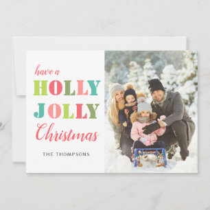 Tarjeta Festiva Colorido Holly Jolly  Navidades