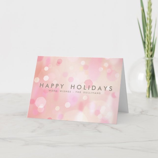Tarjeta Festiva Colorido Pastel Luces Bokeh Happy Holidays Card (Anverso)