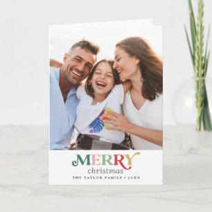 Tarjeta Festiva Colorido retrato navideño de Feliz