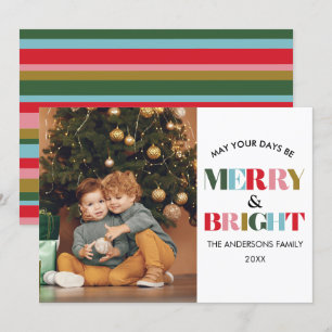 Tarjeta Festiva Colorido retro - foto de Navidades merry y brillan
