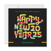Colorido texto Personalizado Feliz Año Nuevo 2025
