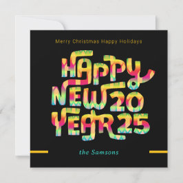 Tarjeta Festiva Colorido texto Personalizado Feliz Año Nuevo 2025 