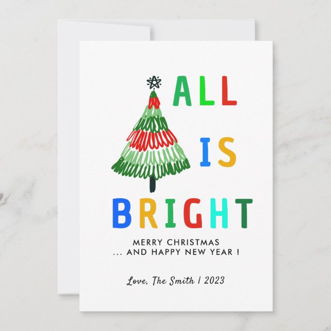 Tarjeta Festiva Colorido Todo Es Navidades Brillantes (Anverso)