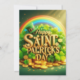 Tarjeta Festiva Colorido y caprichoso Día de San Patricio Arcoíris