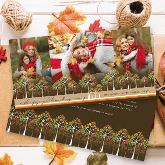 Tarjeta Festiva Coloridos árboles del otoño felices Día de Acción