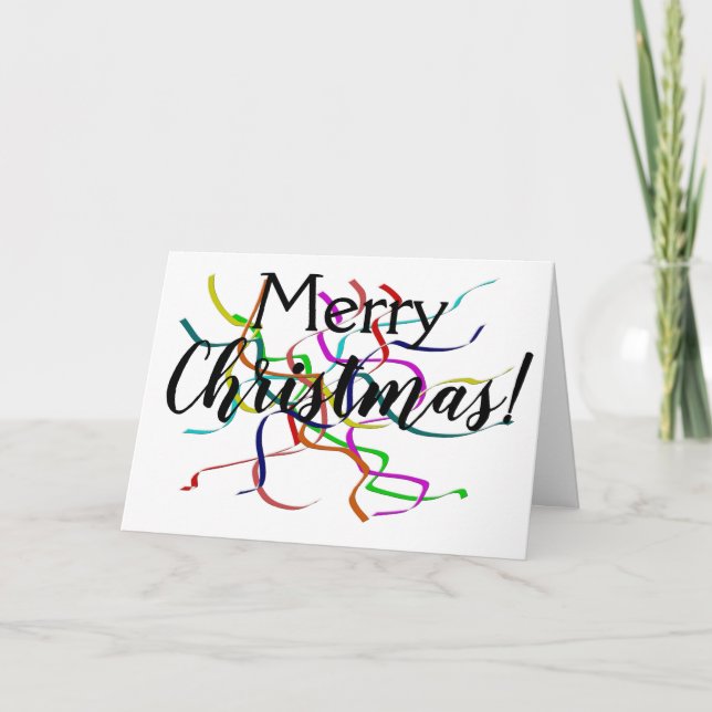 Tarjeta Festiva Coloridos Navidades de Tinsel (Anverso)