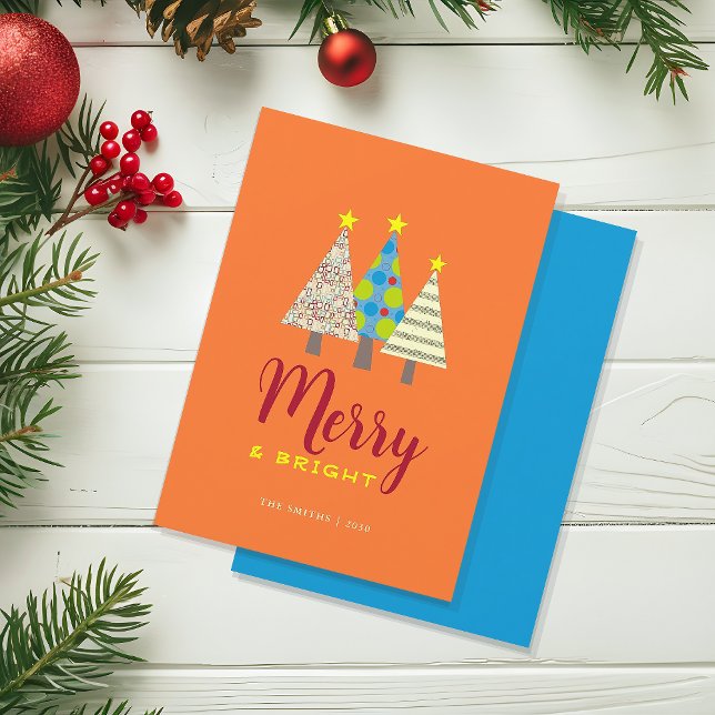 Tarjeta Festiva Coloridos Navidades merry y Bright (Subido por el creador)